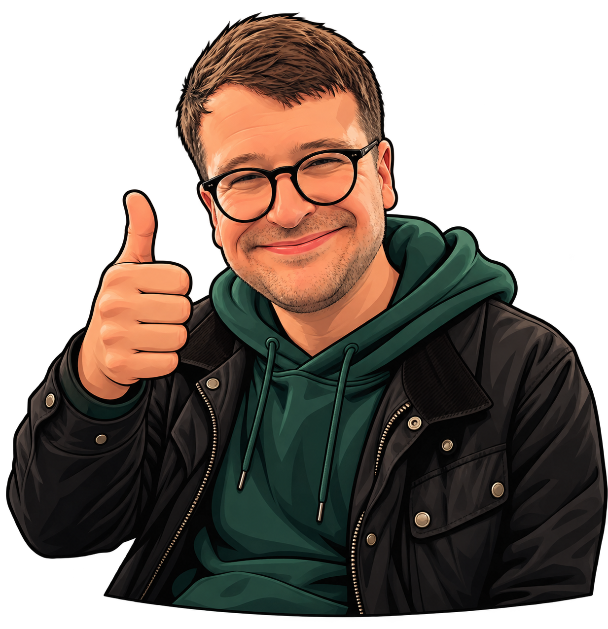 Cartoon Willy Morgs smiling and giving a thumbs up